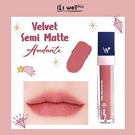 Son Kem Lì it's Well plus Lip Velvet Semi Matte (8g) - LIP-V1 Andante - Nude Hồng Đất