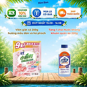 Viên giặt xả Mao Bao - Chống nấm mốc và kháng khuẩn 10g*25 viên (Hương mẫu đơn và hổ phách)