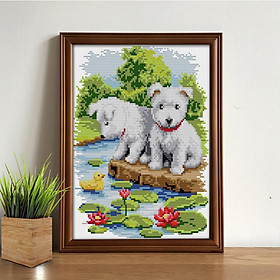 Stamped & Counted Cross Stitch Kits - Cute Dog  11ct