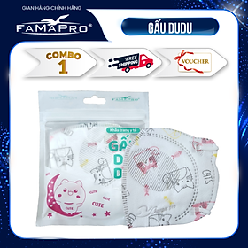 [FAMAPRO - TÚI GẤU DUDU] Khẩu trang y tế cao cấp trẻ em kháng khuẩn 3 lớp Famapro Kids Gấu DuDu, bảo vệ cho bé yêu (10 cái/túi)