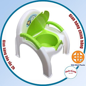Ghế bô cho bé nhựa Việt Nhật, bô đi vệ sinh cho bé có nắp đậy tay vịn chắc chắn an toàn thoải mái -br 00179