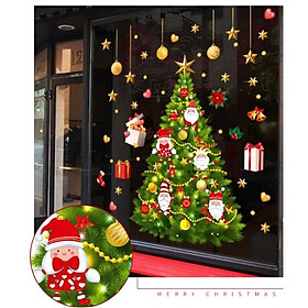 Mua Decal trang trí cửa kính Noel 2022 cây thông xanh và phụ kiện trang trí
