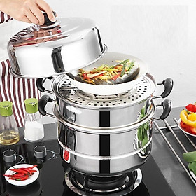 Mua Nồi hấp inox đa năng 3 tầng 28cm tiện lợi cho nhà bếp hàng loại 1 (đầy đủ hộp)