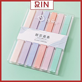 Set 6 bút highlight dạ quang đánh dấu dòng Pastel 2 đầu