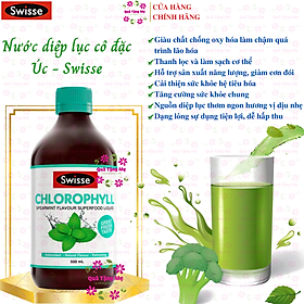 Nước diệp lục cô đặc Úc Swisse Chlorophyll hỗ trợ làm chậm quá trình lão hóa, cải thiện sức khỏe da, tăng cường sức khỏe chung - QuaTangMe Extaste