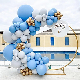 116pcs Baby Blue Balloon Garland Arch Kit với màu xanh nhạt màu xanh vàng bóng đá kim loại