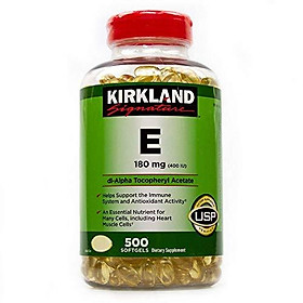 Kirkland Signature Vitamin E 400 I.U. 500 Softgels, Bottle, Yellow