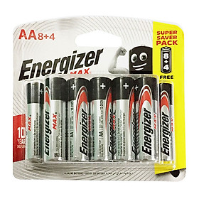 Pin Max 8 + 4 Viên Energizer E91 BP8+4 AA