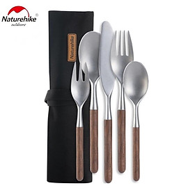 Mua Bộ Dao Dĩa Gỗ Thép Không Gỉ Naturehike Dành Cho Dã Ngoại NH20CJ014