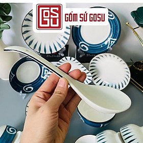 Mua Muôi canh  muỗng múc canh gốm sứ cao cấp trắng viền đen