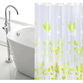 Mua Rèm phòng tắm cửa sổ trắng họa tiết Hoa Bướm xanh lá