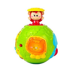 Đồ chơi phát triển vận động - Bóng lăn tập bò cho bé Winfun 0778 có nhạc kèm chú khỉ ú òa vui nhộn - nhựa an toàn BPA FREE - tặng đồ chơi tắm 2 món
