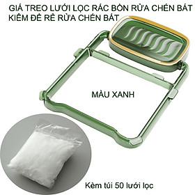 Giá để lưới lọc rác gắn bồn rửa chén bát kiêm để rẻ, khăn lau đa năng kèm túi 50 lưới lọc hoặc chỉ 50 lưới lọc