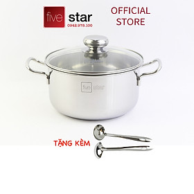 Mua Nồi inox 3 đáy sandwich inox 430 cao cấp Fivestar Standard bếp từ nắp kính (16cm
