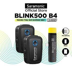 Mua Bộ Micro Thu Âm Không Dây Saramonic Blink500 B4 Cho Điện Thoại Iphone & Thiết Bị Hệ Điều Hành IOS - Livestream / Phỏng Vấn / Quay Video - Hàng Chính Hãng