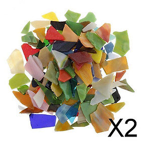 2x200g/Pack Irregular Shape Glass Mosaic Tiles for Arts DIY Crafts 10-30mm