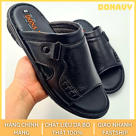 DÉP QUAI NGANG NAM DA BÒ TỰ NHIÊN DONAVY CAO CẤP 3 Ô VUÔNG CÓ KHUY CHỐNG RỈ SÉT, ĐẾ SIÊU NHẸ DONAVY3V