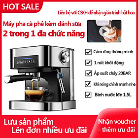 Mua Máy pha cà phê inox không gỉ đánh sữa  màn cảm ứng thông minh lực chảy 20bar
