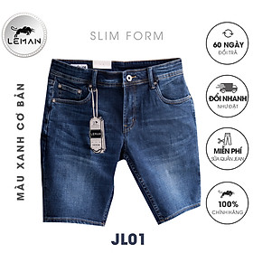 Quần Short Jean nam Leman xanh trơn JL01 - Slim straight Form