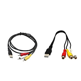 USB Male to 3 RCA female + USB Male to 3 RCA male Cable
