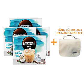 Cà phê hòa tan NESCAFÉ Latte VỊ DỪA - COMBO 4 hộp x 10 gói x 20g - [TẶNG TÚI DU LỊCH ĐA NĂNG]