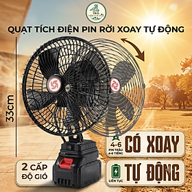Quạt Tích điện Dùng Pin Rời 10 Cell 48V Metal (có Xoay)