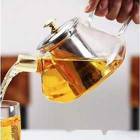 Mua ẤM PHA TRÀ THỦY TINH CHỊU NHIỆT CAO CẤP DELI 1000ML NẮP NÚM VÀNG