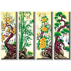 Tranh đính đá Tùng Cúc Trúc Mai I 146x100cm I DF194