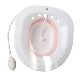 Sitz Bath Toilet Bidet Tub with Flusher for Postpartum Care White Pink