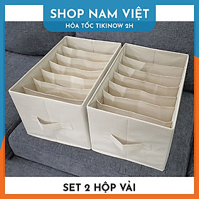 Combo 2 hộp chia ngăn sắp xếp quần áo Mai Anh House - hộp đựng đồ chất liệu cao cấp, phong cách Nhật Bản sang trọng