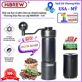 Mua Máy xay hạt cà phê cầm tay chuyên nghiệp 2 trong 1  pin 980mAh  60 cấp độ xay. Thương hiệu Mỹ cao cấp HiBREW - G4C. Hàng chính hãng