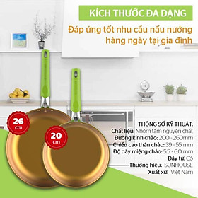 Cặp Chảo Chống Dính Đáy Từ Sunhouse SHG112026MGC - Xanh