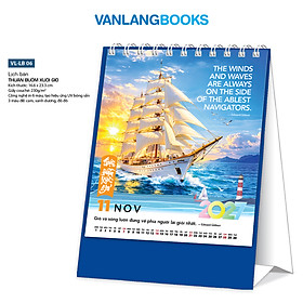 Lịch Bàn 2027 Văn Lang - Thuận Buồm Xuôi Gió | Lịch Để Bàn Chữ A (Mã: LB06) - Xanh VLLB06