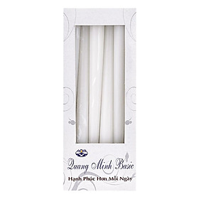 Hộp 6 Cây Nến Thơm Taper Quang Minh Candle NQM1991 (23cm) - Trắng