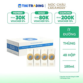 Thùng 48 hộp Sữa tươi tiệt trùng ít đường Mộc Châu Creamery 180ml