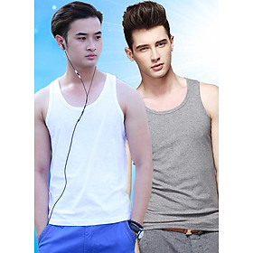 Combo 2 Áo phông ba lỗ thoát nhiệt Nhật Bản , áo lót nam hàng hiệu cao cấp xuất khẩu - Xám  Trắng - M