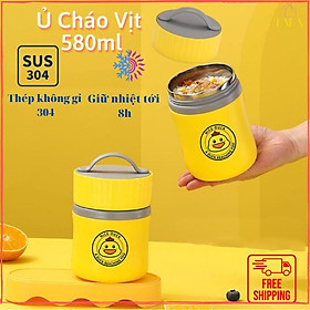 Mua Bình Ủ Cháo Vịt Vàng - Bình Giữ Ấm Cháo  Sữa  Cơm Phong Cách Hiện Đại - Dung Tích 580ML - Tặng Kèm Thìa