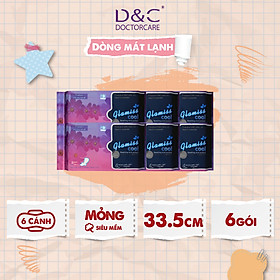 Combo 6 Băng vệ sinh ban đêm Glamiss Cool thảo dược  33.8cm siêu mát siêu khô thoáng