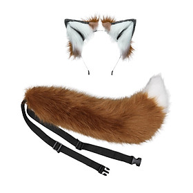 Plush Wolf Ear and Tail Suit, Cosplay Costume Kit Ornament Toys Hairpin Cute Hair Clip for Masquerade Role Play Carnival Dress up Kids Adult