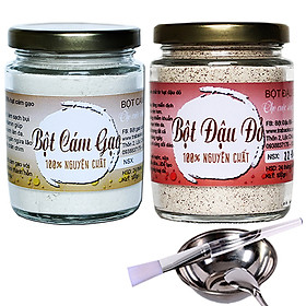 Combo Bột Đậu Đỏ + Bột Cám Gạo - Nguyên Chất Bảo Lộc Vũ Gia (100g) + Tặng Bộ Pha Chế Đắp Mặt Nạ Cao Cấp