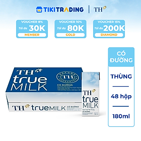 Thùng 48 hộp sữa tươi tiệt trùng TH true MILK có đường 180ml