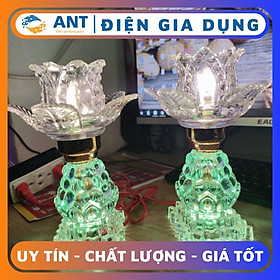 ĐÈN THỜ Hoa Sen Thủy Tinh Đổi Màu TT-04