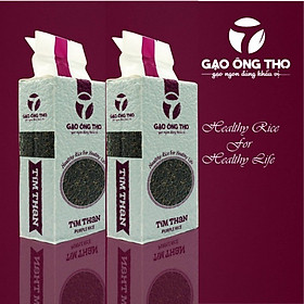 Combo 2 sản phẩm Gạo Ông Thọ - Lứt Tím Than túi 1kg hút chân không cao