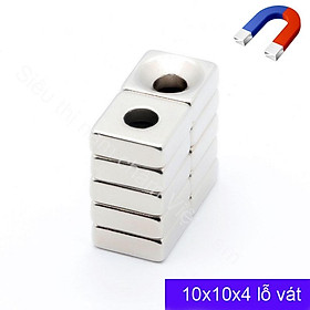 Nam châm hình vuông lỗ vát 10x10x4mm set 10 viên siêu hút hít
