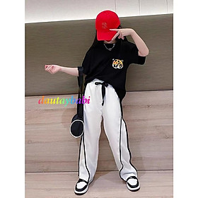 Set bộ thể thao bé gái size đại học nhảy áo in cọp quần ống rộng sành điệu cá tính thun cotton mềm mát cho bé10-52kg