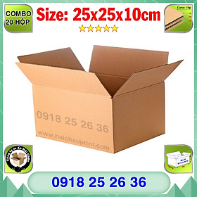  20 Hộp Carton, KT: 25x25x10cm, Hộp carton, Thùng carton, Hộp đóng hàng, Thùng đóng hàng, Hộp carton 3 lớp...