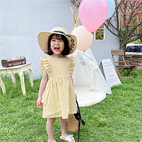 Váy cánh tiên cho bé gái họa tiết caro dịu dàng dễ thương hàng quảng châu