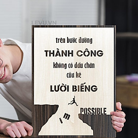 Mua Tranh treo tường tạo động lực handmade TBIG013 trang trí văn phòng  Trên bước đường thành công không có dấu chân của kẻ lười biếng