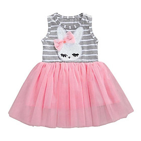TA174 Váy LittleMaven Thỏ trắng váy hồng Q358 váy cotton cho bé gái