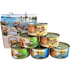 COMBO - Thùng 06 hộp 2 hộp Mắm Cá Linh Chưng + 2 hộp Cá Linh Kho Mía + 2